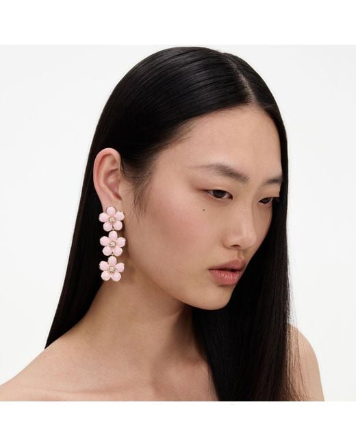 Self-Portrait White Enamel Flower Tiered Earrings