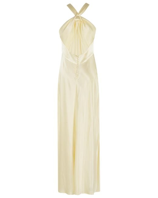 Rixo White Open Back Satin Losanna Dress