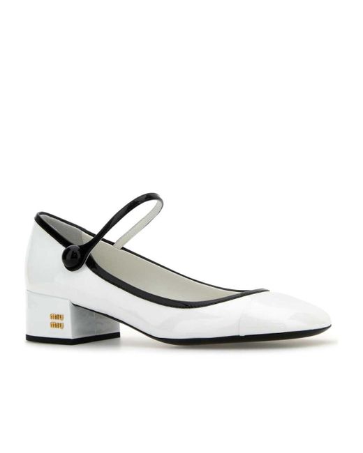 Miu Miu White Logo Heels