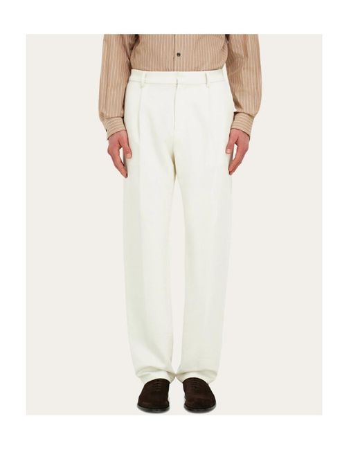 Ferragamo White Ferragamo Tailored Straight-Leg Pants for men