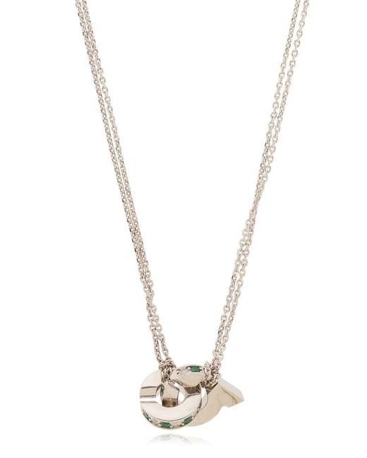 Ferragamo White Ferragamo Double Gancini Pendant Necklace