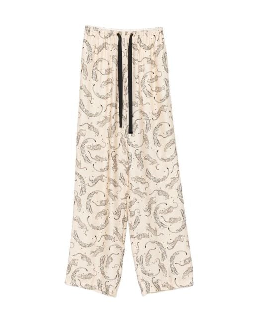 Forte_forte Natural Leopard-Print Drawstring Palazzo Pants