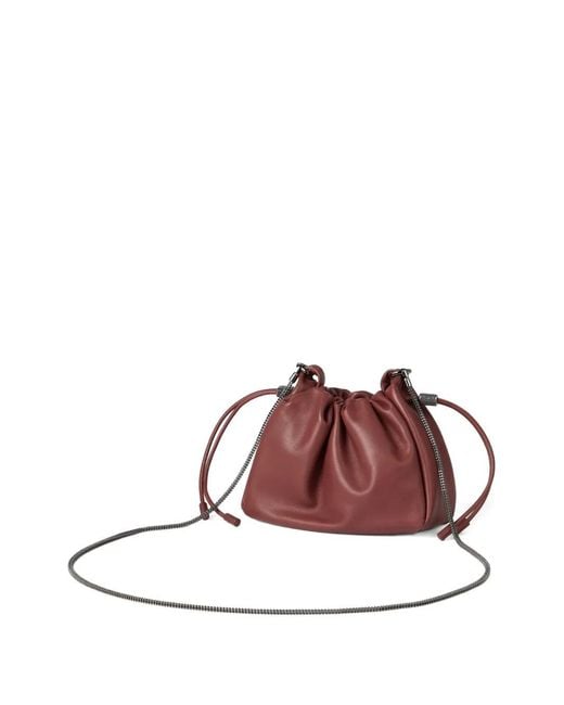 Brunello Cucinelli Brown Mellow Drawstring Small Bucket Bag