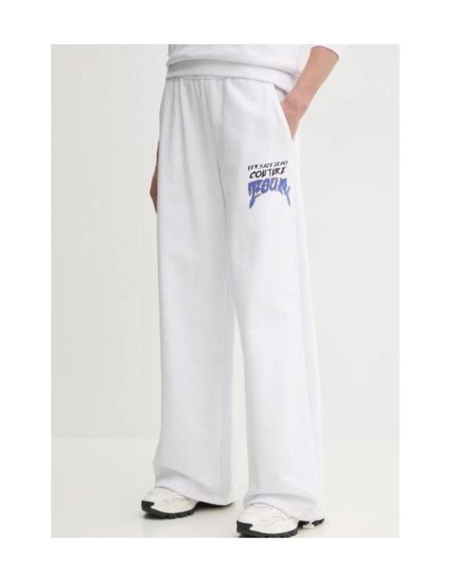 Versace Jeans White Logo-Print Elasticated-Waist Track Pants