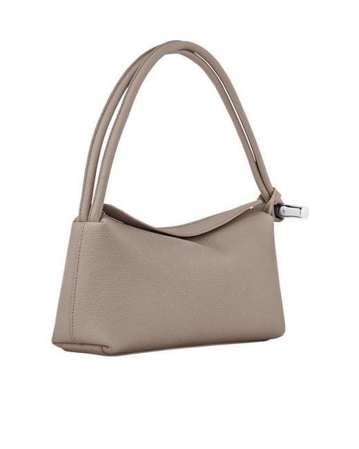 Longchamp Gray Medium Le Roseau Shoulder Bag