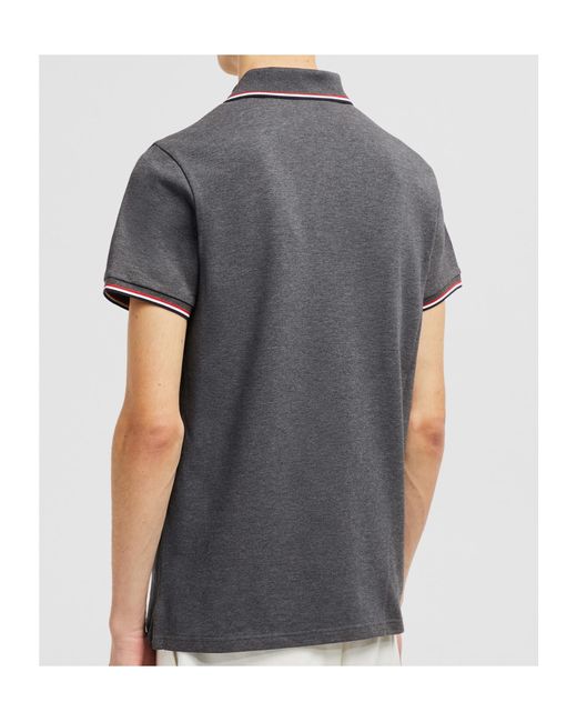 Moncler Gray Logo Patch Short-Sleeved Polo Shirt for men