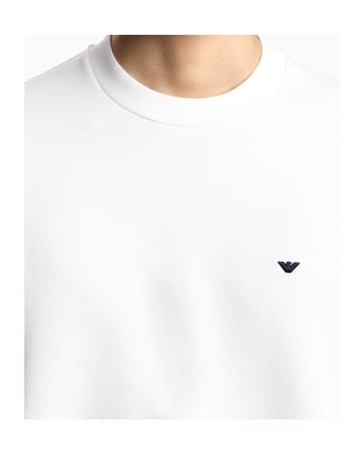 Emporio Armani White Logo Crew Neck Sweatshirt for men