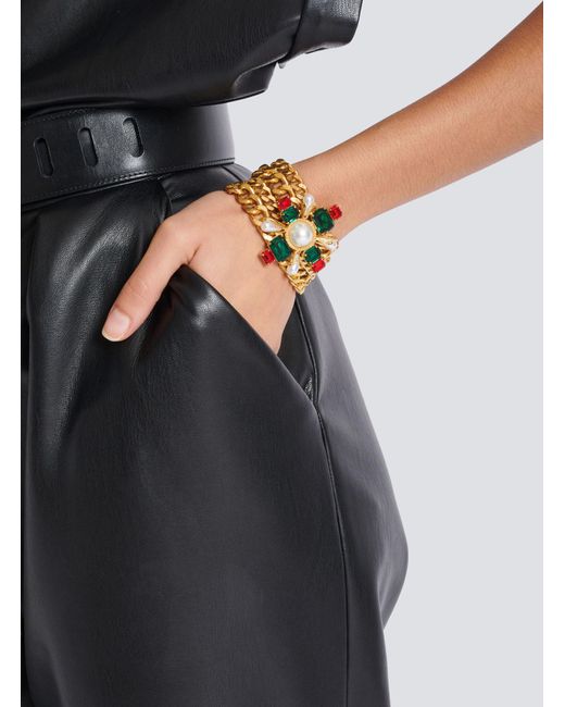 Balmain Multicolor Baroque Bracelet With Chains And Beads