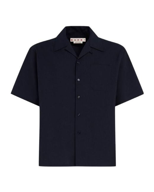 Marni Blue Collared Short-Sleeve Shirt for men