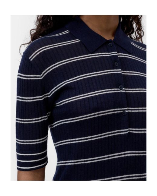 Closed Blue Striped Short-Sleeve Polo Top