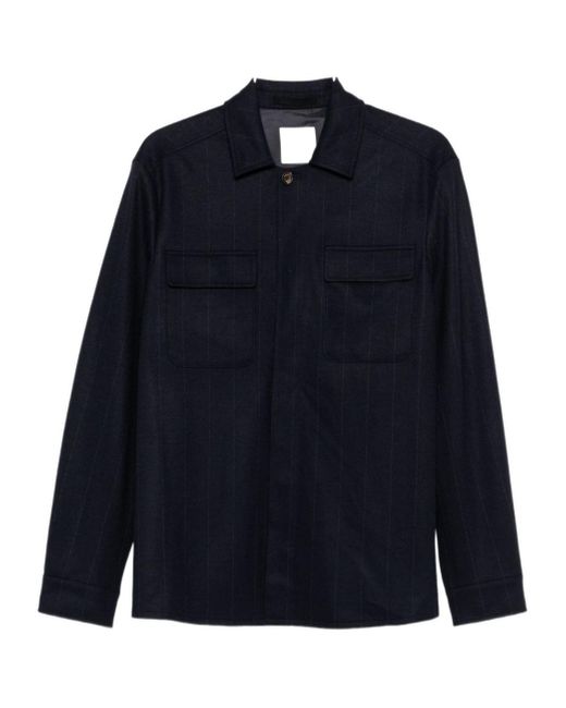 Eleventy Blue Striped Panelled Jacket for men