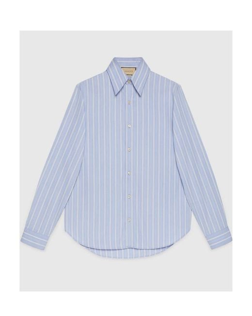 Gucci Blue Striped Boxy Shirt for men