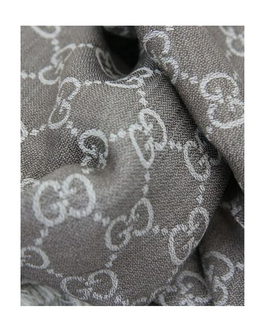 Gucci Gray Logo Printed Scarf for men