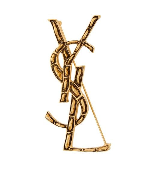 Saint Laurent Metallic Sculpted Metal Brooch