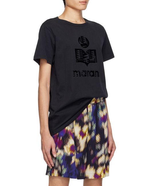 Isabel Marant Black Zafferh Logo Printed T-Shirt for men