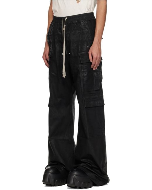 Rick Owens Black Double Cargo Jumbo Belas Trousers for men