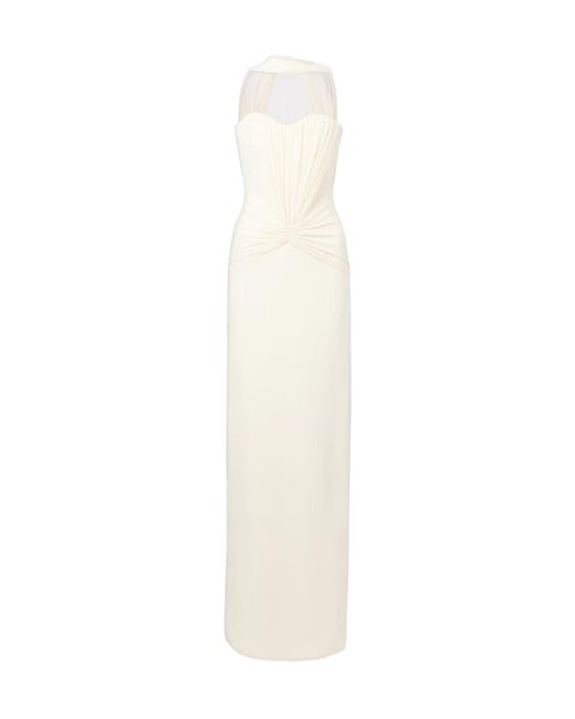 David Koma White Scarf-Detail Ruched Cady Cocktail Dress