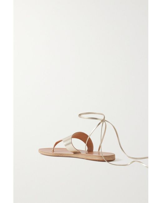 Ancient Greek Sandals Metallic Nychta Flat Sandals