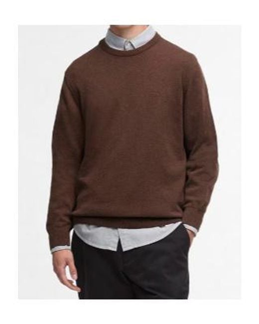Barbour Brown Long-Sleeved Crew Neck Knit Sweater for men