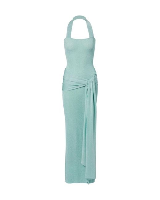 AYA MUSE Blue Knitted Sequined Dress