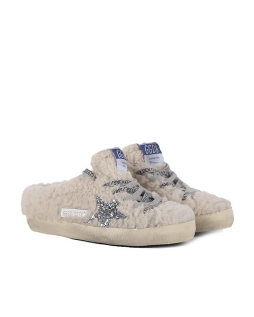 Golden Goose Deluxe Brand White Sheep Fur Decorated Slippers