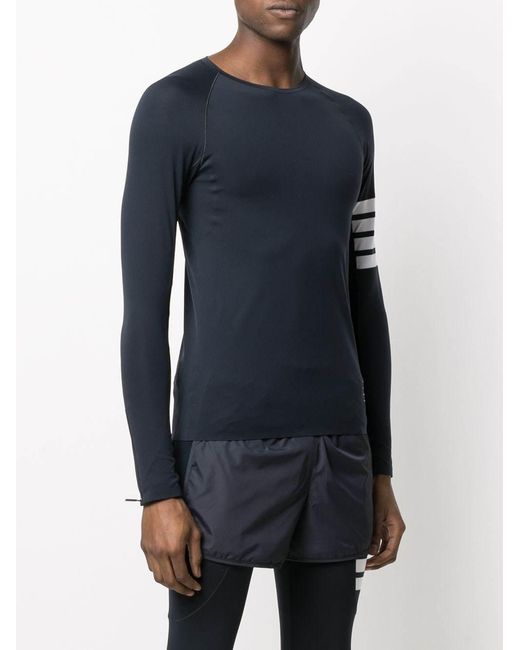Thom Browne Blue Interlock 4-Bar Stripe Crewneck T-Shirt for men