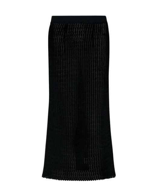 Maison Margiela Black Ribbed Knit Midi Skirt