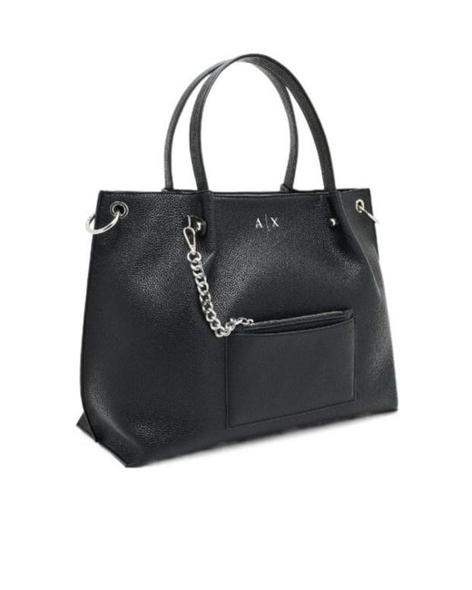 ARMANI EXCHANGE Black Technical Shopper Bag