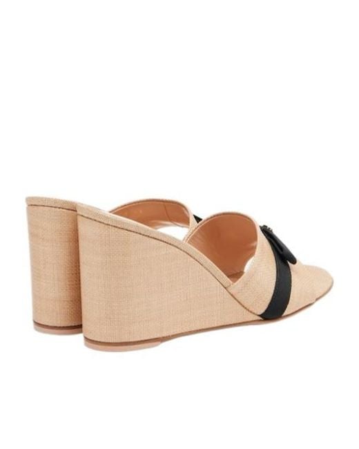 Gianvito Rossi Natural Raffia Wedge Mules