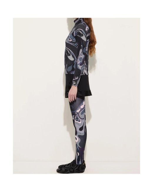 Emilio Pucci Black Pucci Printed Turtleneck Knitwear