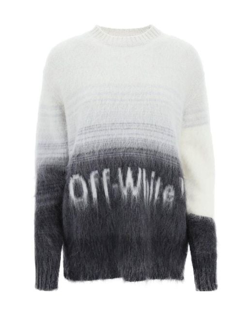 Off-White c/o Virgil Abloh Gray Logo-Print Gradient Jumper
