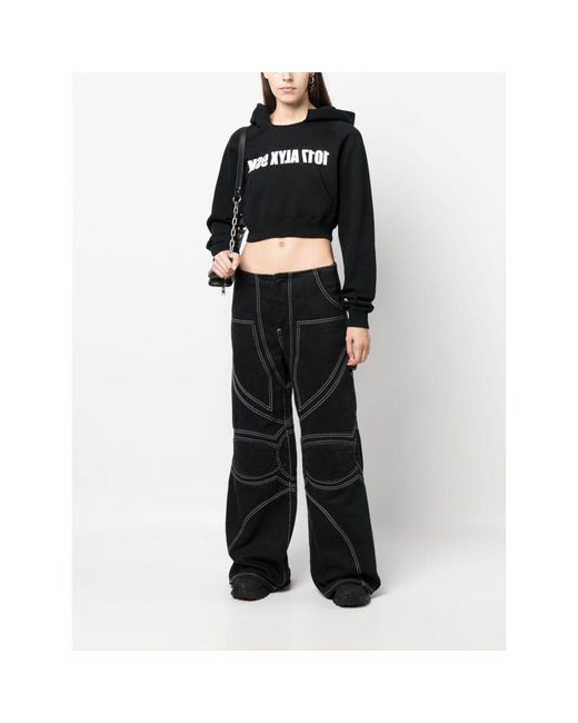 1017 ALYX 9SM Black 1017 9Sm Logo Printed Cropped Hoodie