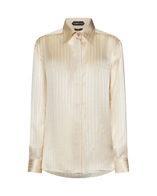 Tom Ford White Whitney Striped Fluid Shirt