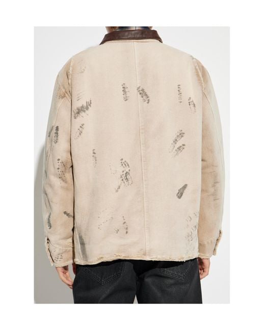 M I S B H V Natural Logo Plaque Distressed Jacket for men