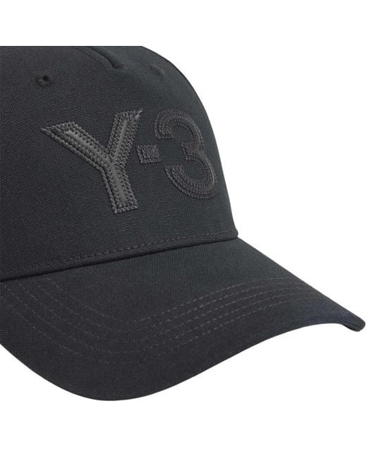 Y-3 Black Printed Logo Baseball Cap for men