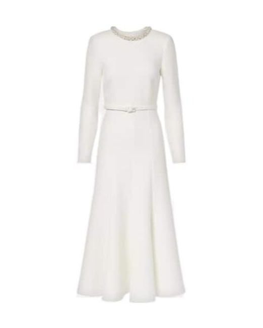 Roland Mouret White Crystal-Embellished Crepe Cocktail Dress