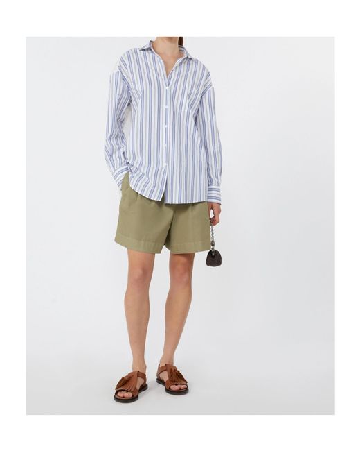 Weekend by Maxmara Blue Cotton Poplin Embroidered Shirt