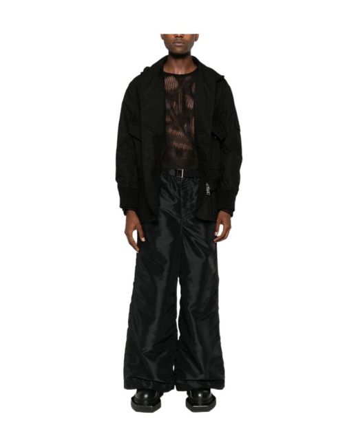 Sacai Black Rip Stop Zip-Up Bomber Jacket for men