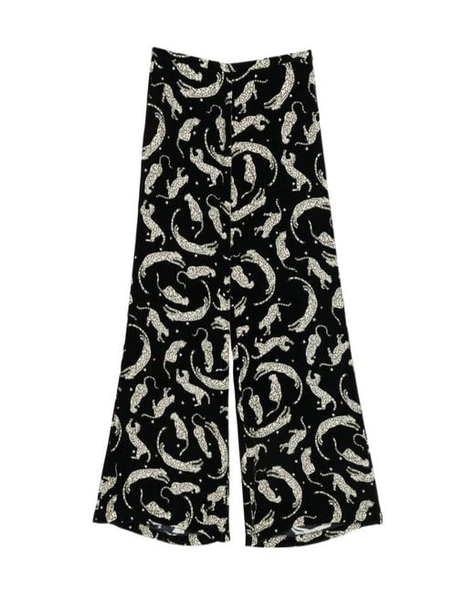 Forte_forte Black Leopard-Print Velvet-Effect Trousers