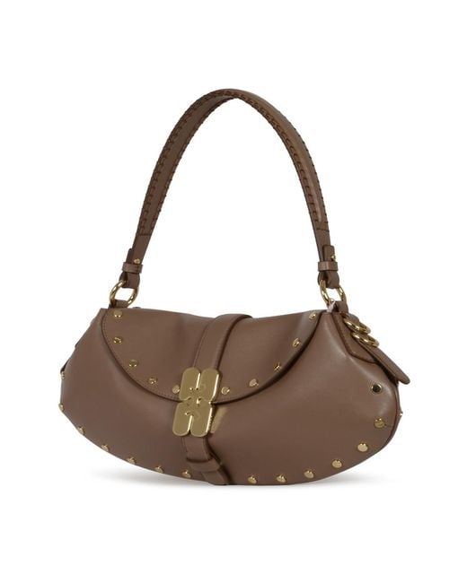 Ganni Brown B-Kat Studded Small Shoulder Bag