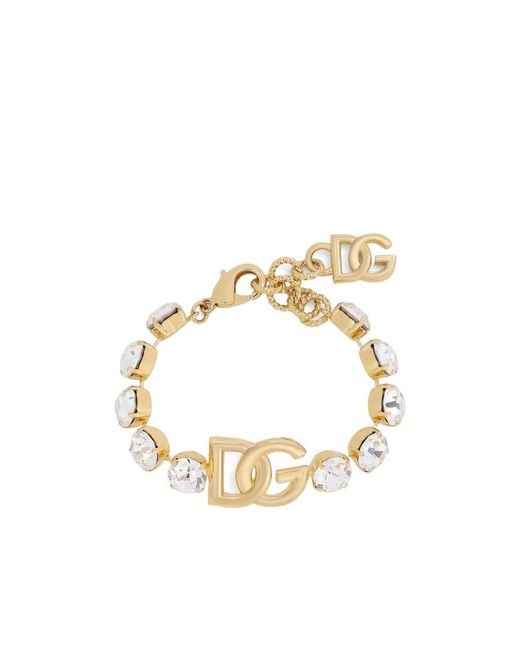 Dolce & Gabbana White Dg Embellished Bracelet