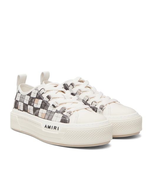 Amiri White Plaid Pattern Low-Top Casual Sneakers for men