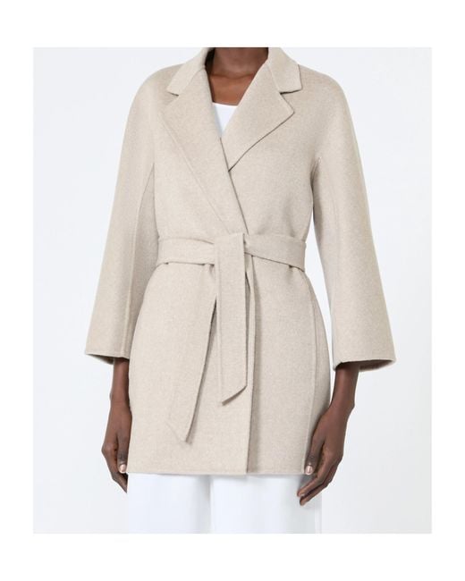 Max Mara White Tied-Waist Coat
