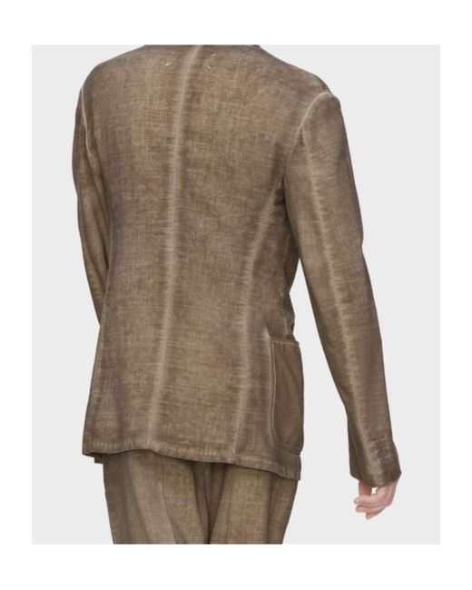 Maison Margiela Brown Double-Breasted Vintage Effect Blazer for men