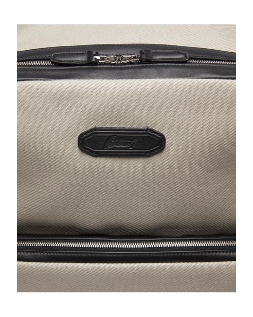 Brioni Gray And Ribbed Canvas Via Veneto Backpack for men