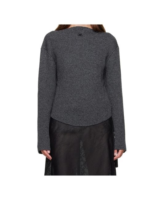 Courreges Gray Ribbed-Knit Sweater for men