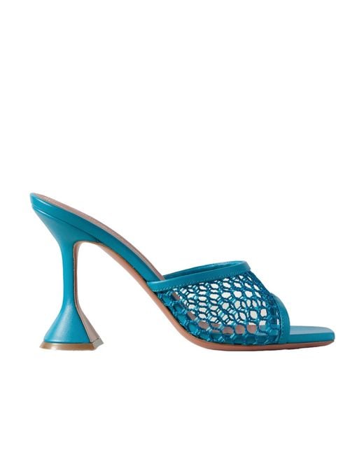 AMINA MUADDI Blue Lupita Fishnet High Heel Sandals
