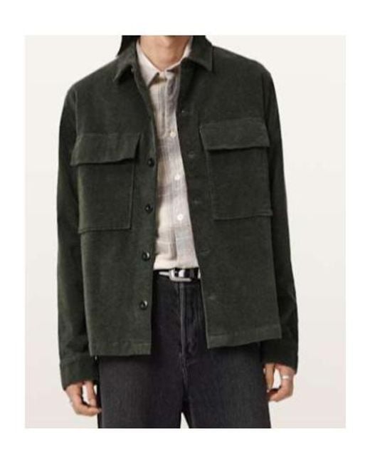 AllSaints Green Hawker Corduroy Shirt for men