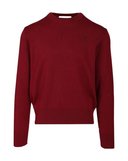 AMI Ami De Coeur Logo Embroidered Crewneck Jumper for men