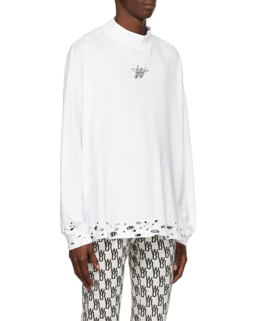 we11done White Branded Perforated Sweatshirt for men